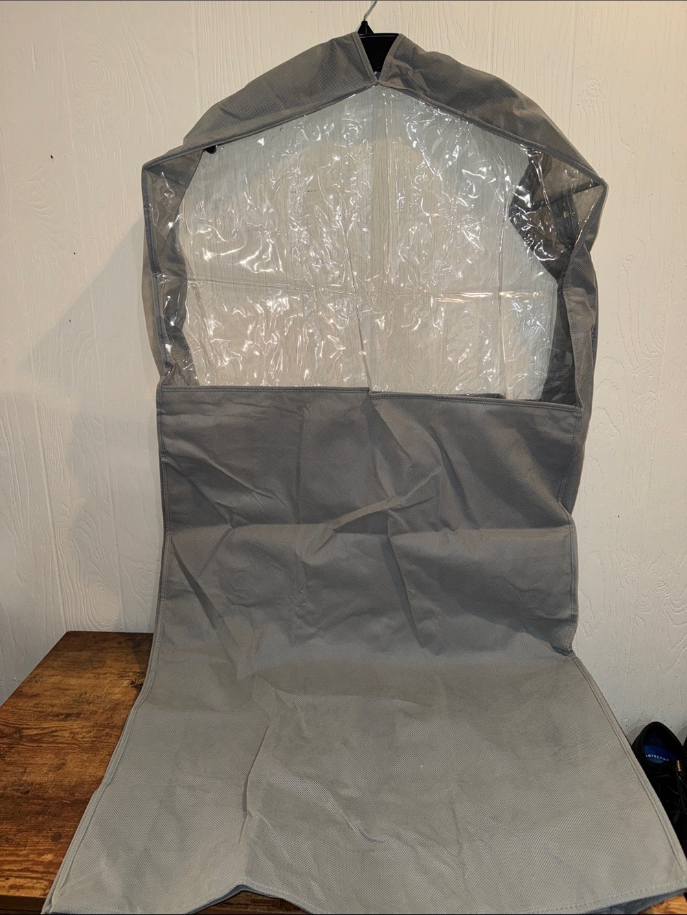 Gray Garment Bag with Clear Window